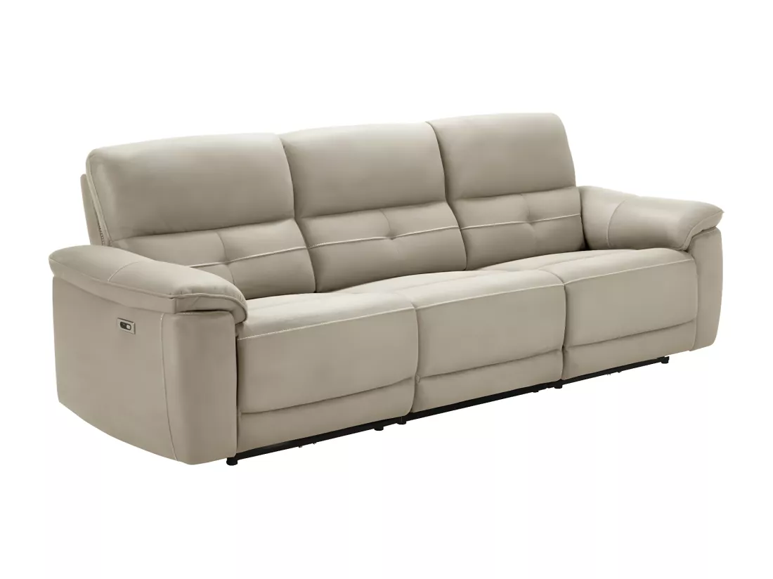 Canapé de relaxation électrique en microfibre Kleman-Couleur Beige-2 places fixe