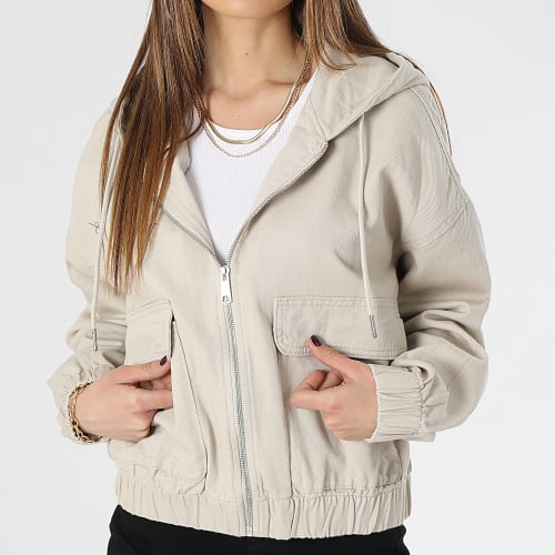 Veste Zippée Capuche Femme Kenzie Beige