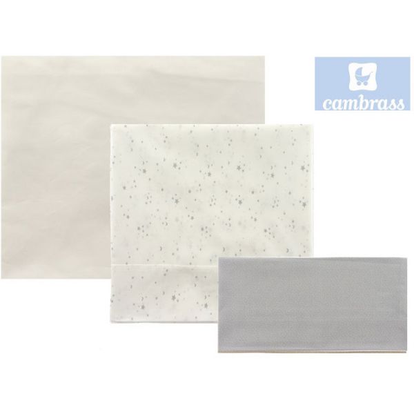 Cambrass Lençóis Berço 3 Peças 100x165 cm Céu Cinza