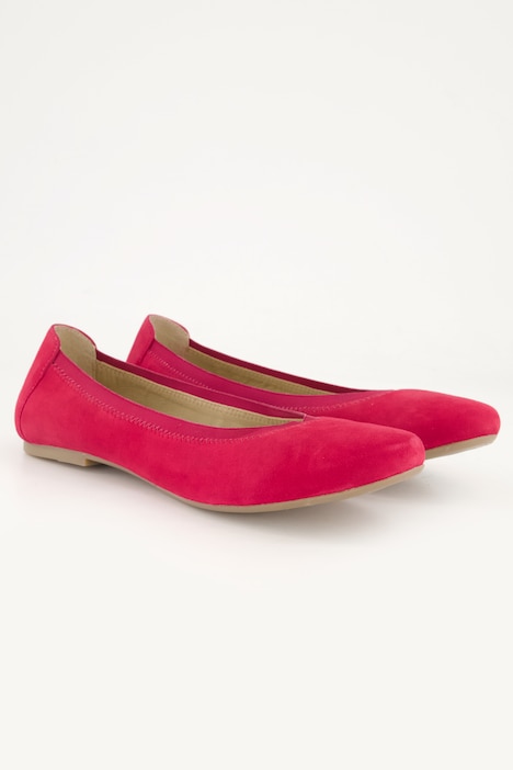 Leder-Ballerinas, Veloursleder, elastischer Einstieg, Weite H