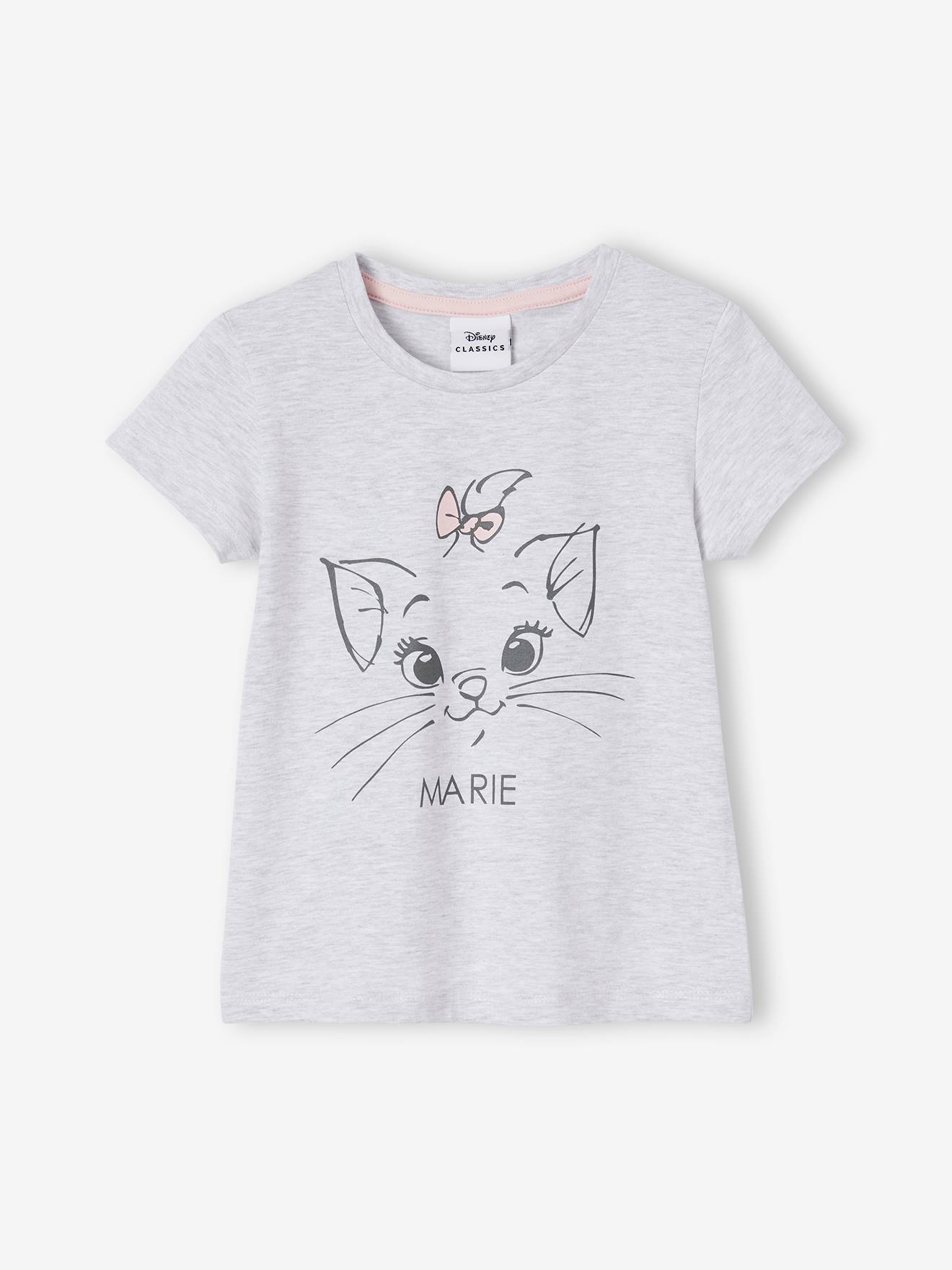 Pijama infantil DS® Marie Aristocats rosa com estampa e shorts.