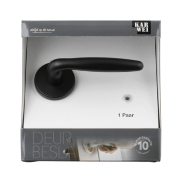 Karwei deurkruk set Eros rond rozet zwart aluminium