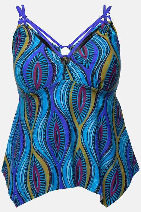 Tankini, grafischer Druck, Softcups, Zipfelsaum