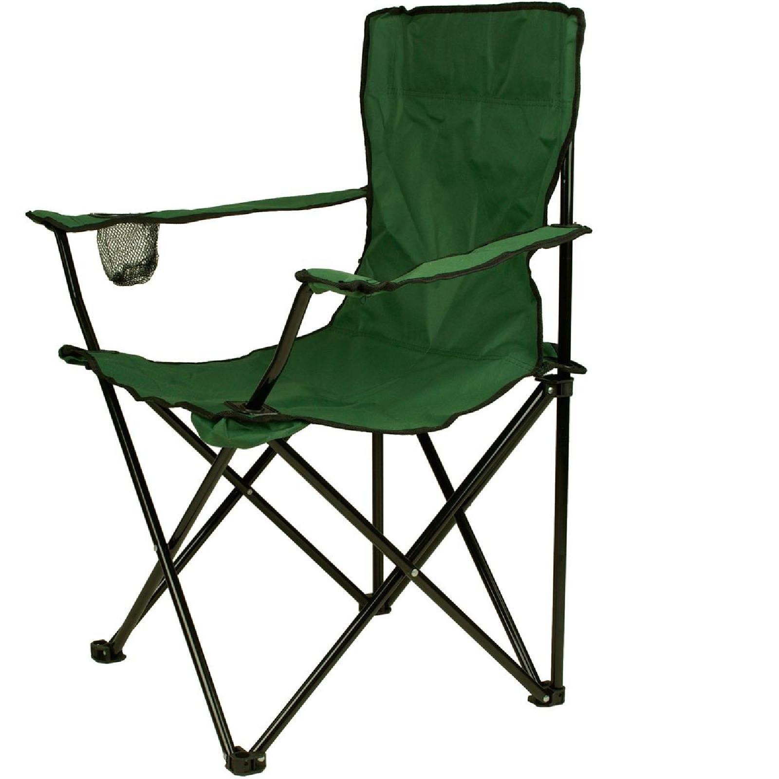 VCM Faltstuhl Campingstuhl mit Armlehne und Getränkehalter dunkelgrün