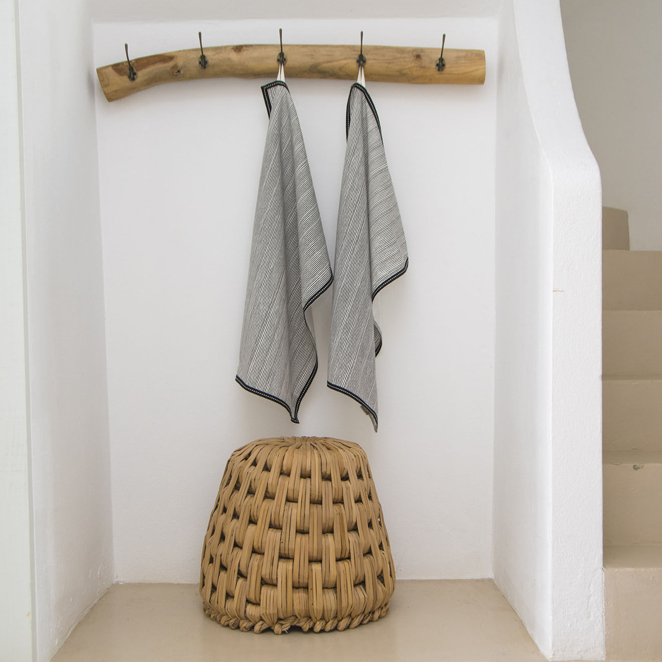 Febronie 2 Torchons en Coton Pinstripe noirs - 50x75 cm