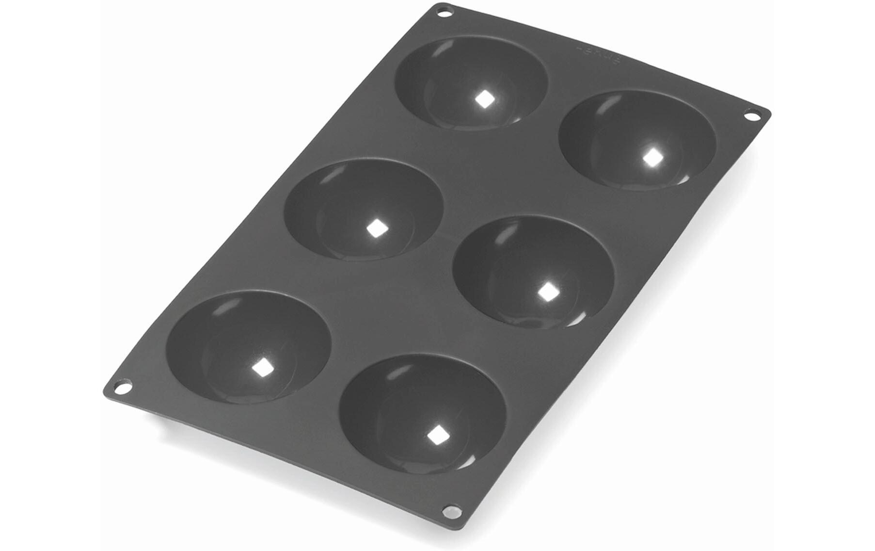 Backform Halbkugel, Silikon, Schwarz, 6 MuldenHalbkugelform