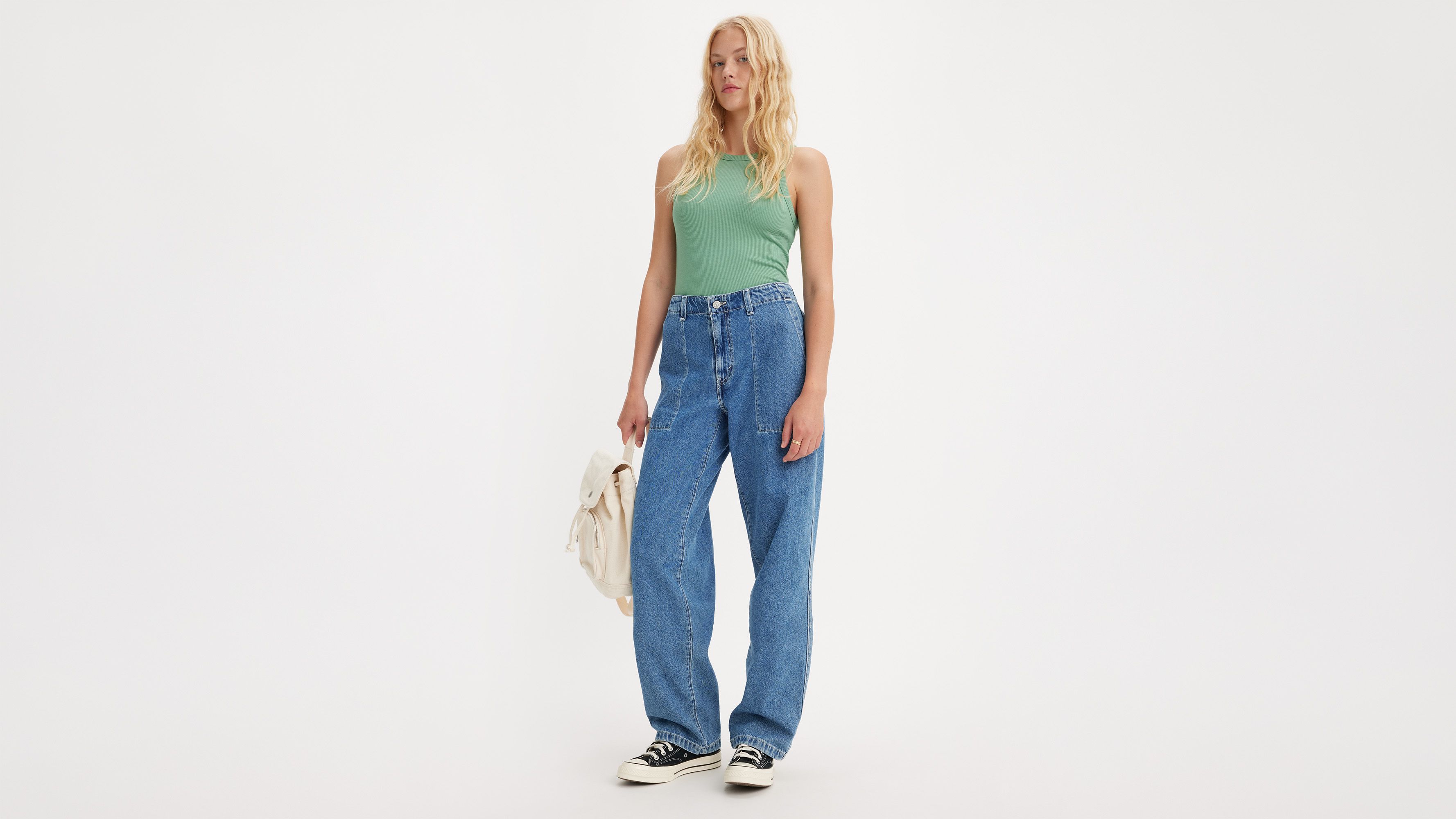 Jean Baggy Dad utilitaire - Foolish Love - Bleu