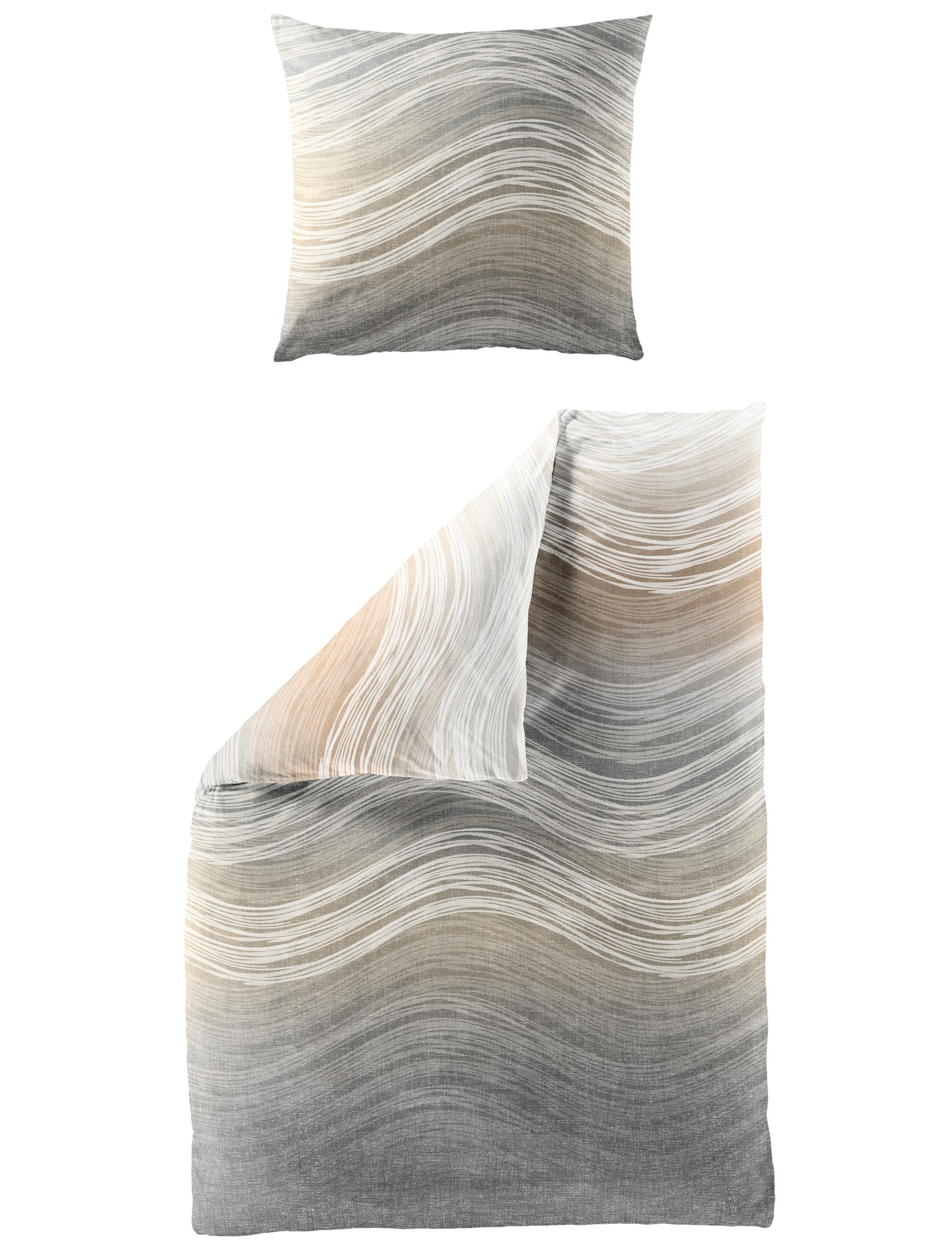 Bettwäsche Mako-Satin kitt 135x200cm, mit 1 Kissen