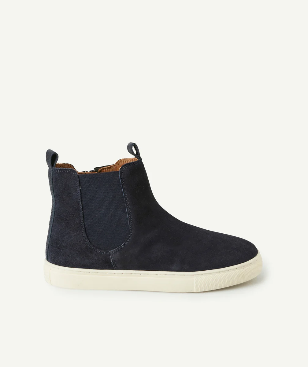 BOTTES GARÇON EN CUIR BLEU FONCÉ