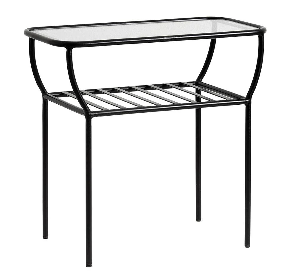 Nordal  Sidebord i jern/glas - 50x25 cm.