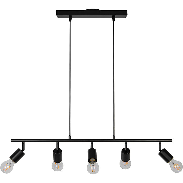 Suspension Ghlin 5 lumières E27 140W ⌀80xL.6xH.110cm noir GoodHome