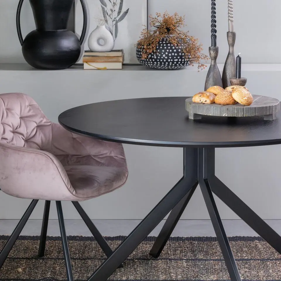 WOOOD Bruno Eettafel Rond - Mdf - Zwart - 75xØ120