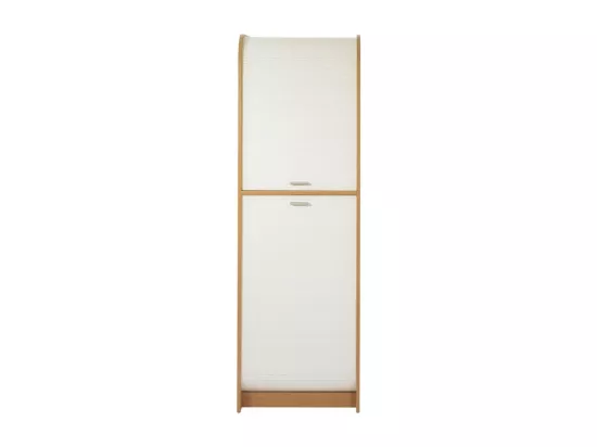 Meuble Colonne de Cuisine Hêtre et Blanc 6 Niches L 58.2 H 180.7 P 47 cm