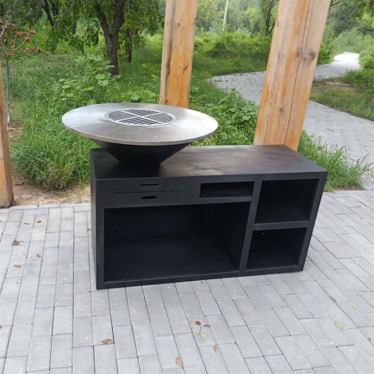 Brasero ø100cm finition noire avec socle xl