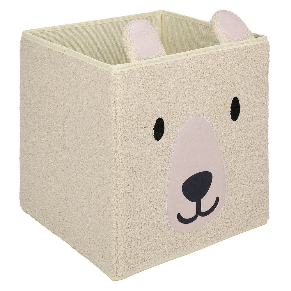 Panière enfant Box Cube laine bouclée ours blanc ou brun 31x29x31cm