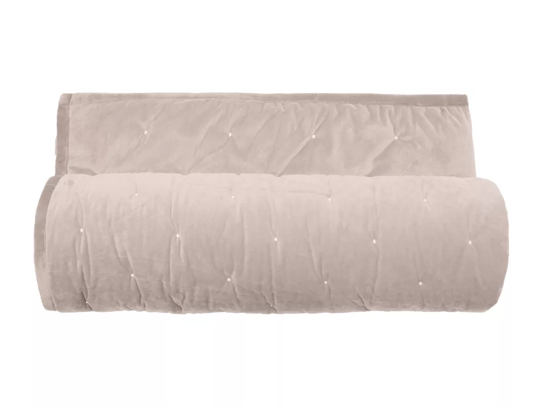 Couvre-lit 180x240 GIPSY velours piquage points brodés blanc Naturel
