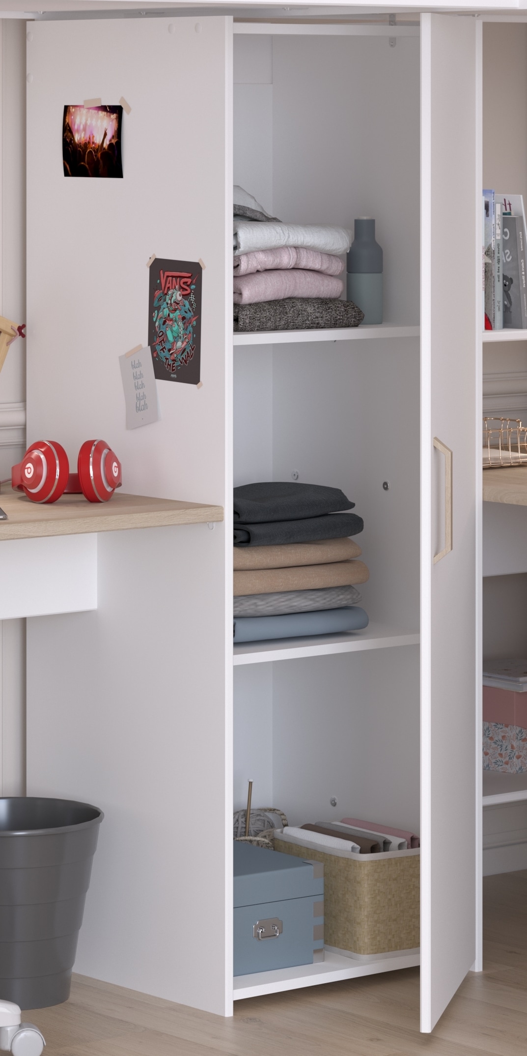 Parisot Hochbett »Alex, für 2 Kinder! Maximaler Stauraum, 2 Schreibtische« Doppeltes Hochbett, all in one Bett für 2!