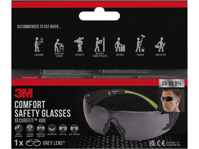 3M Schutzbrille SecureFit 400 grau 3M SecureFitSchutzbrille grau
