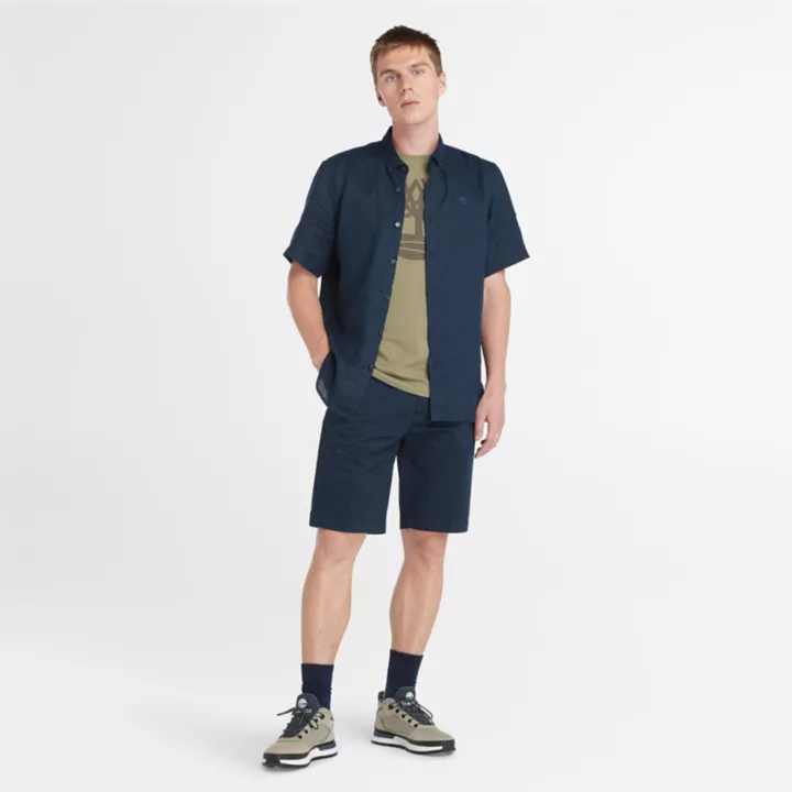 Chemise en lin Mill Brook pour homme en bleu marine