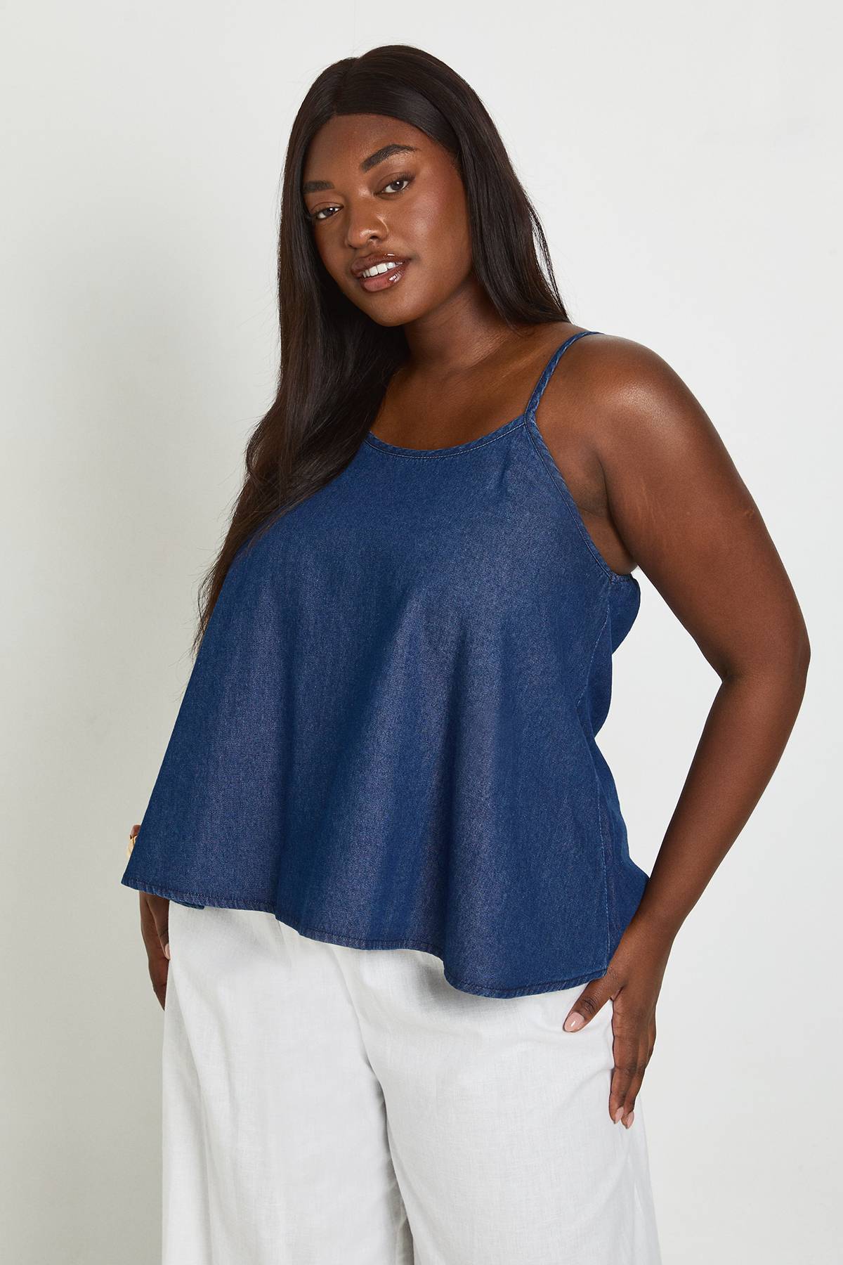 boohoo Débardeur Ample En Chambray Grande Taille