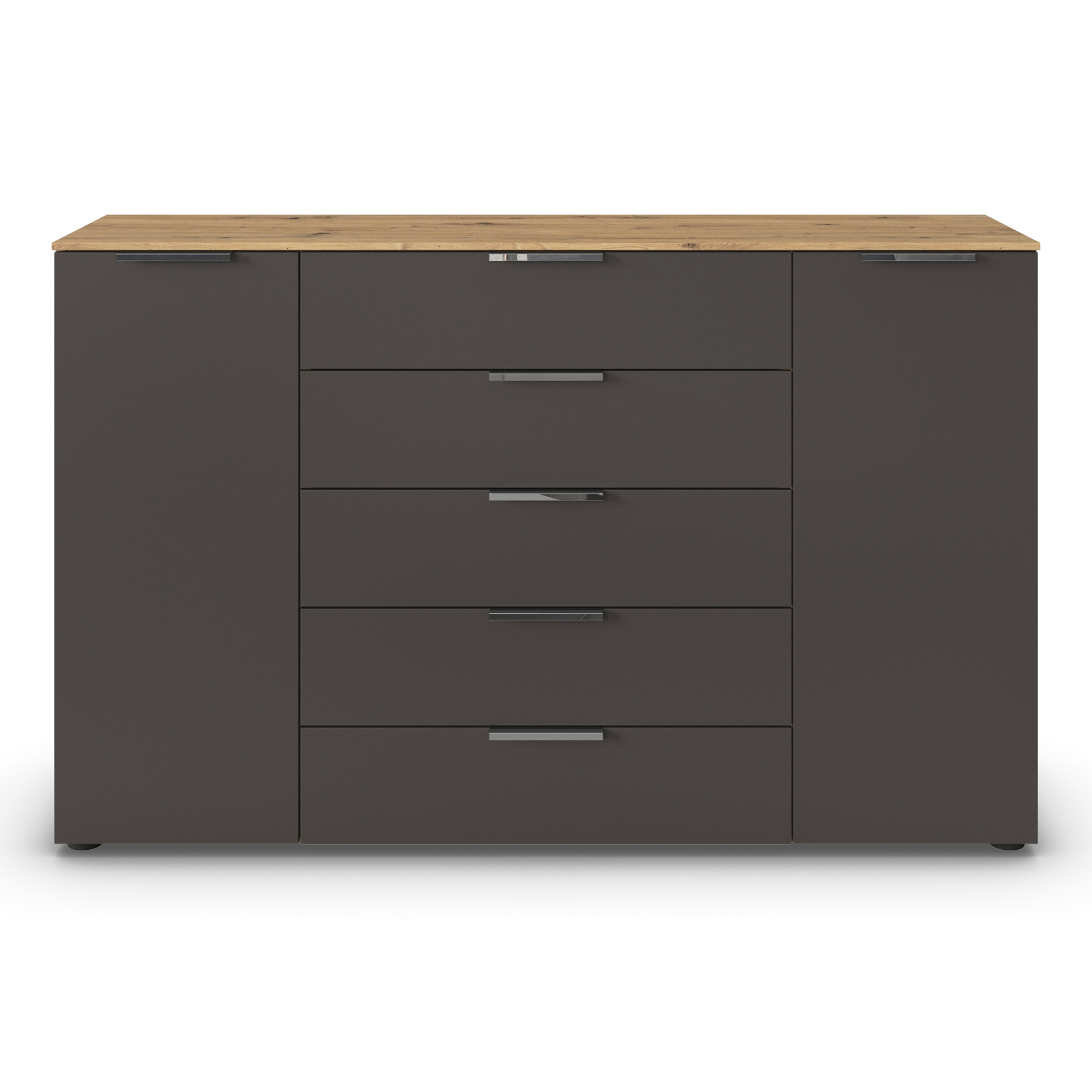 Kommode - Artisan Eiche-graphit - Chromgriffe - 160 cm