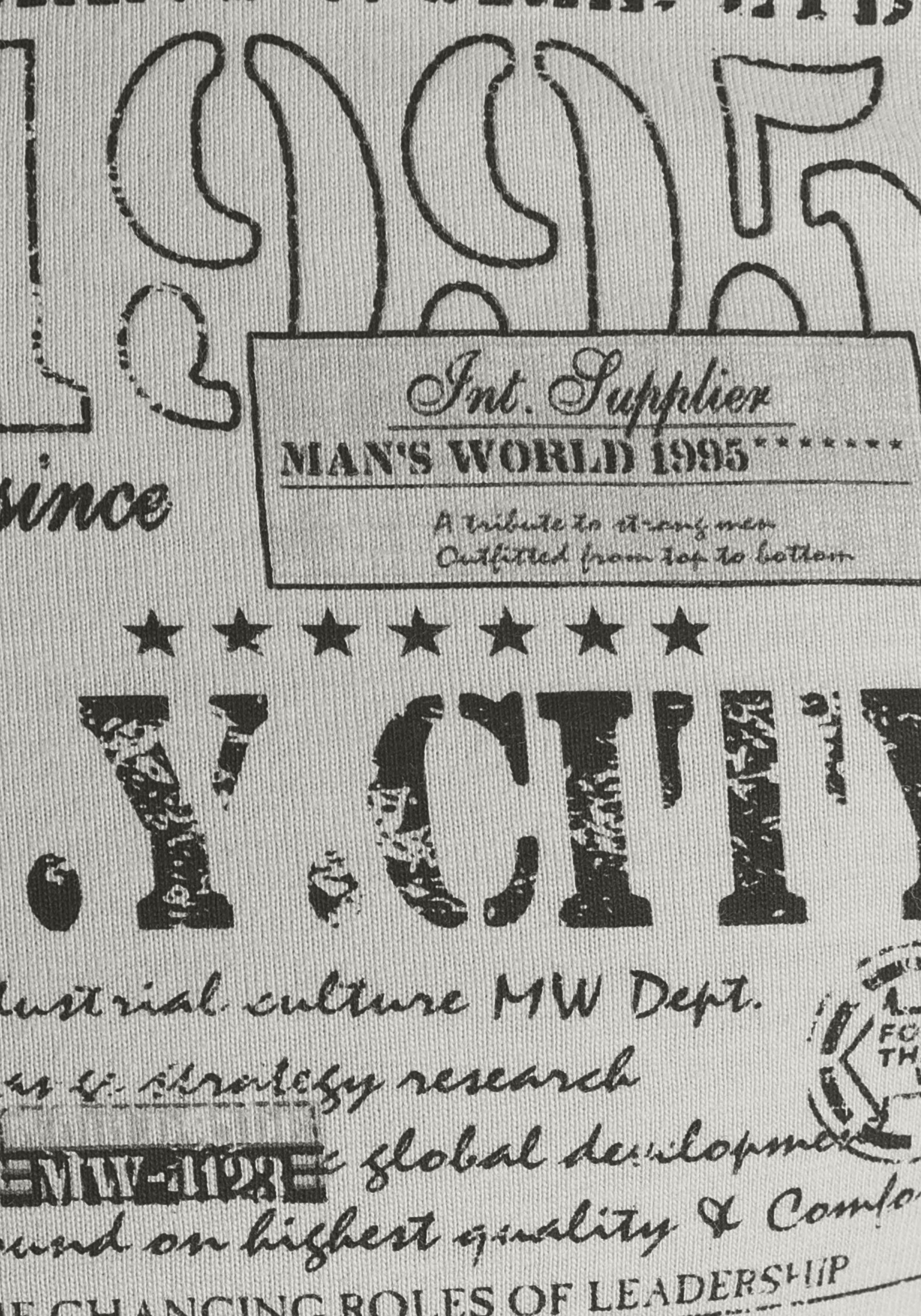 Man's World Henleyshirt , Langarm,  mit lässigem Print,  Rundhalsausschnitt mit Knopfleiste