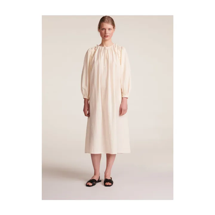 BELLEPIECE Robe Dolores Rayures Dobby | Blanc