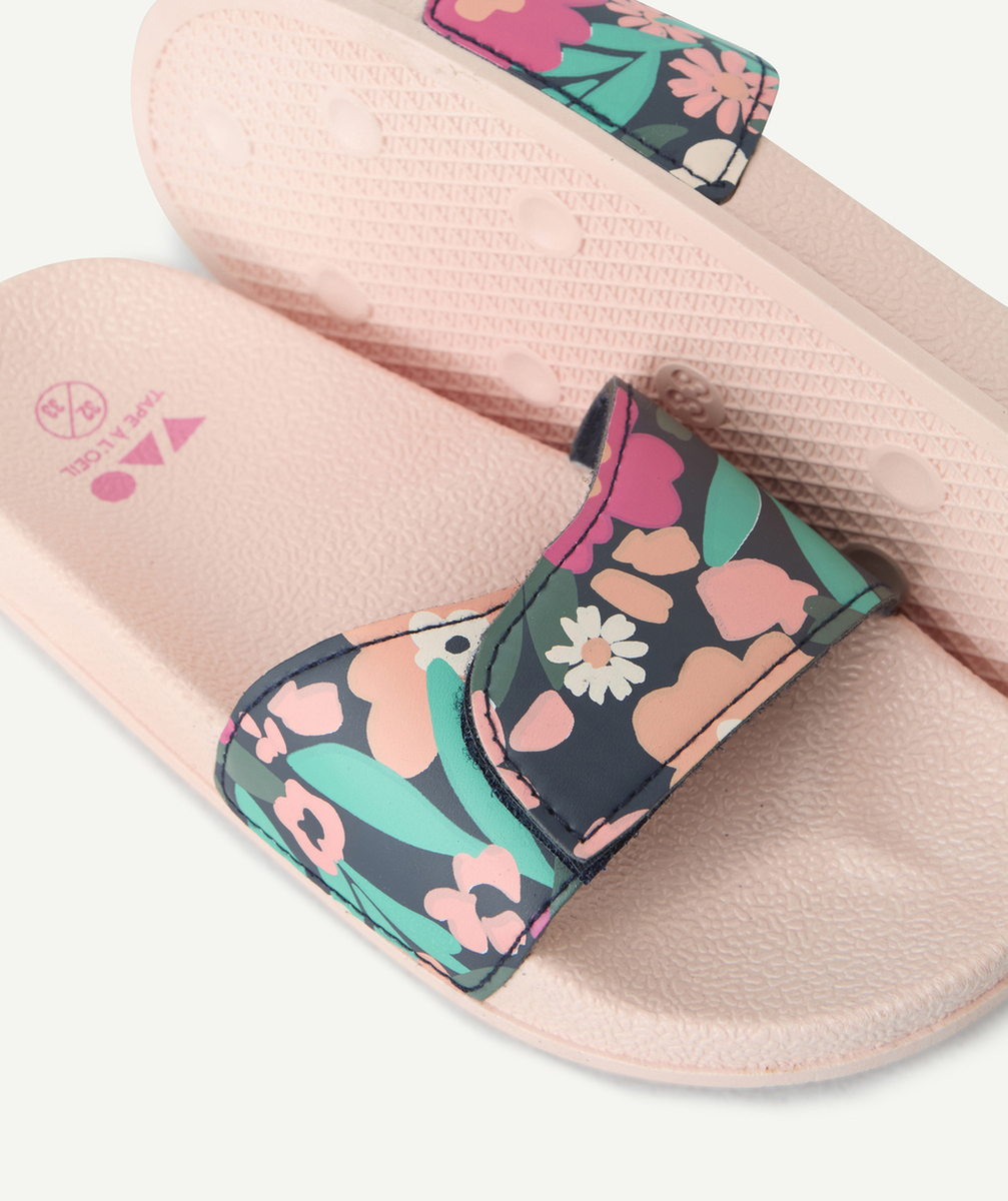 claquette fille rose à imprimé à fleurs