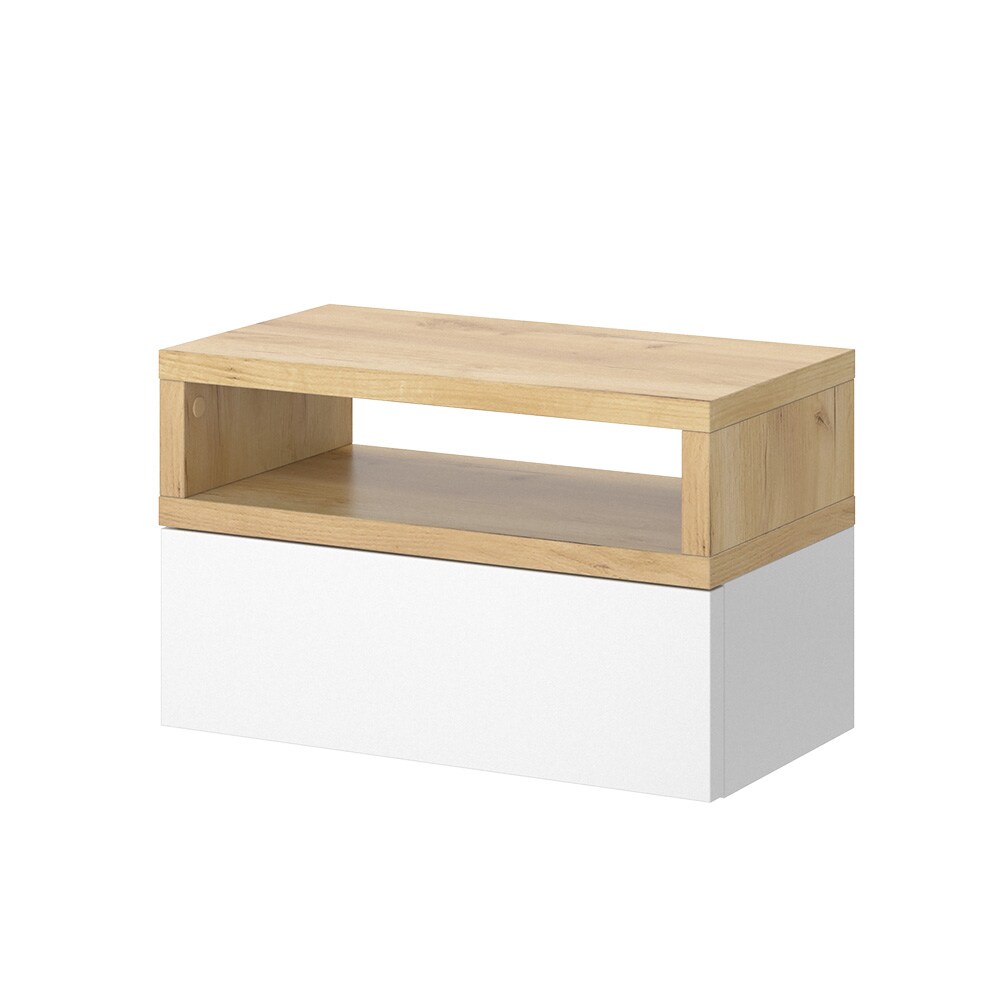 Vicco hängender Nachttisch Urban, 45x28cm, Eiche Weiß, Kommode mit Schublade