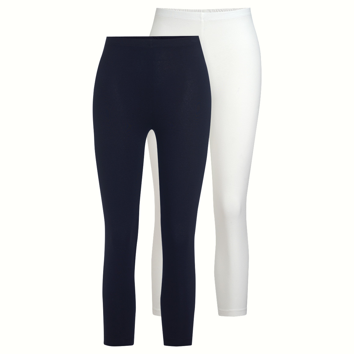Famy 2 Damen 3/4-Leggings unifarben dunkelblau / weiss