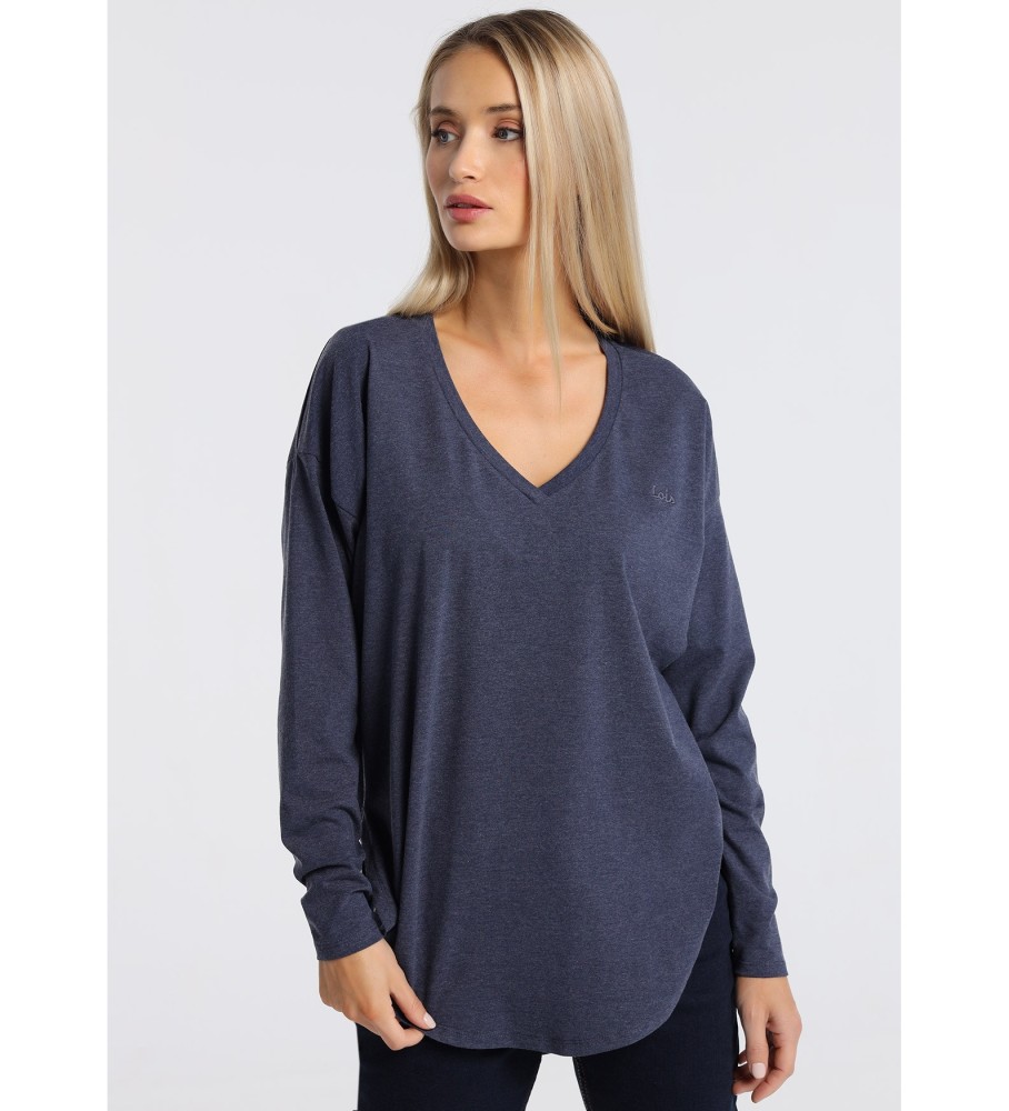 Camiseta de manga comprida Lois 132131 Azul Marinho