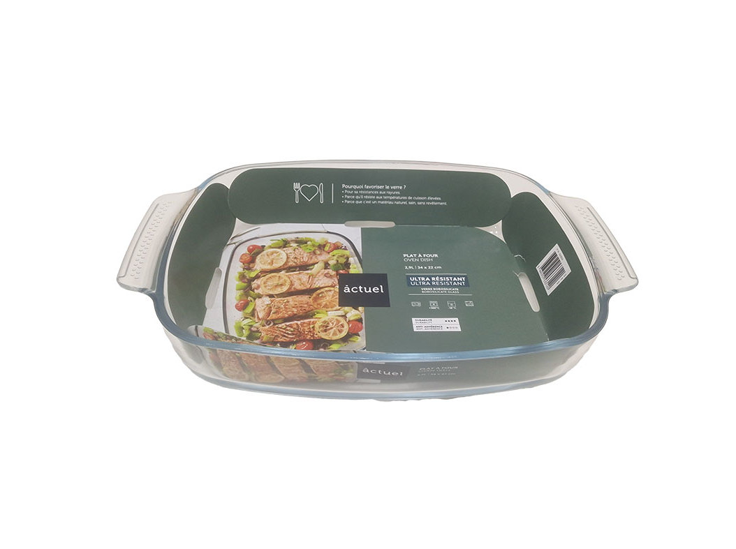 TABULEIRO VIDRO ACTUEL COM PEGA 34X22CM 2.9L