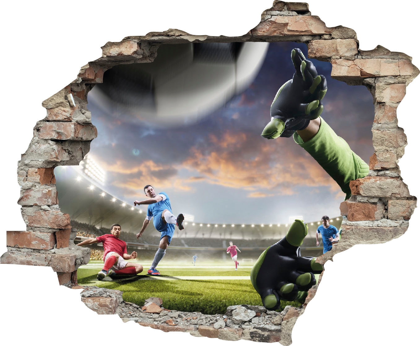 queence Wandtattoo »Fussball« Wandsticker, Wandbild, selbstklebend, 3D, Wanddurchbruch