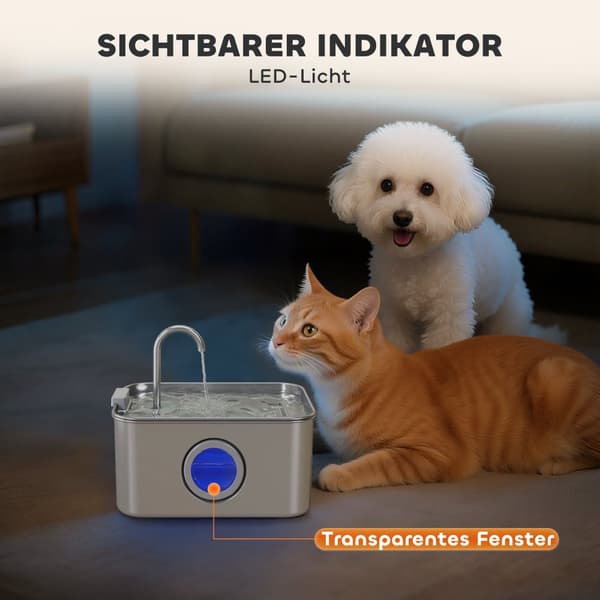 Kattefontene 3,2L drikkefontene for katter med stillegående pumpeaktivert kullfilter