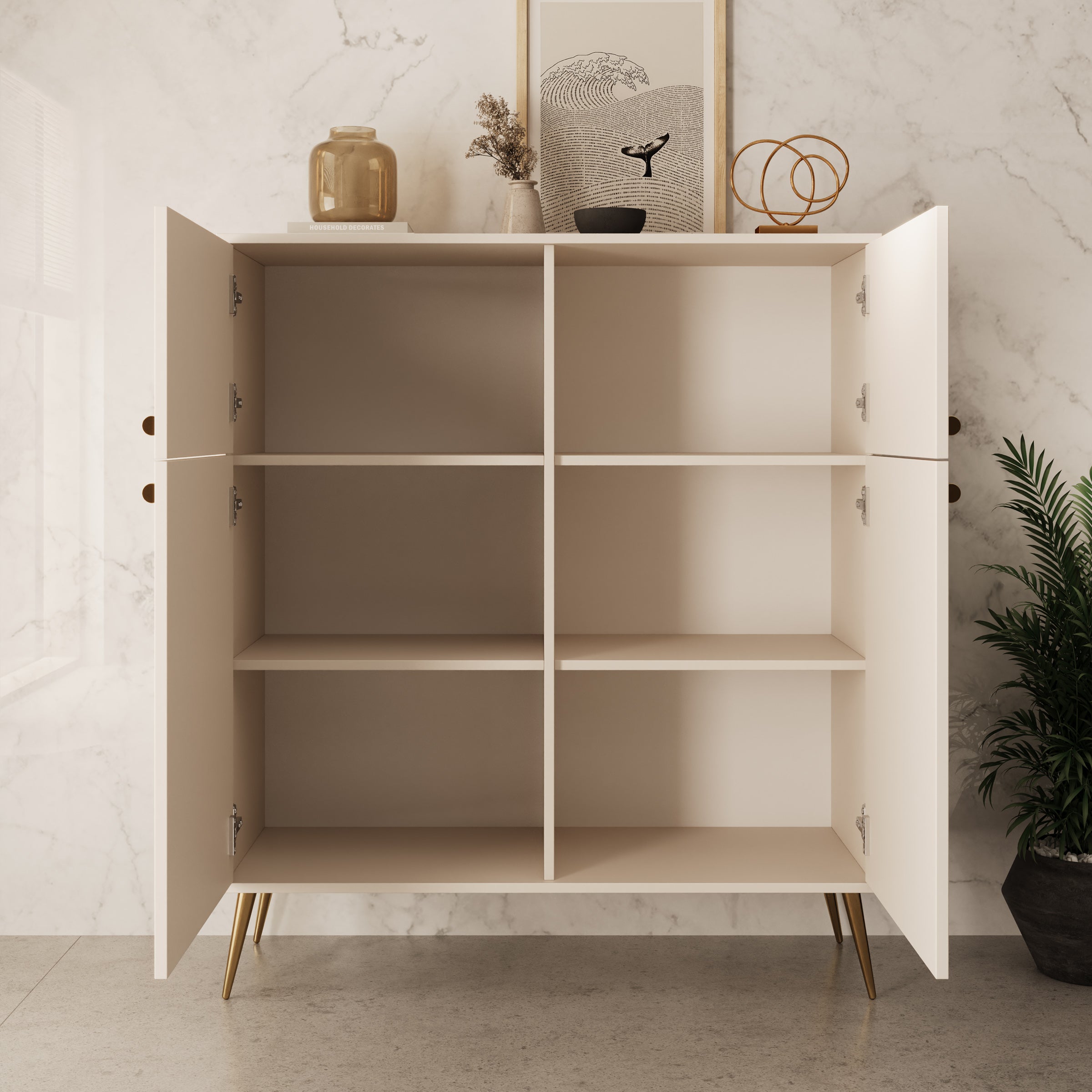 Meubella - Reunion - Dressoir - Beige - 105x41x122 cm