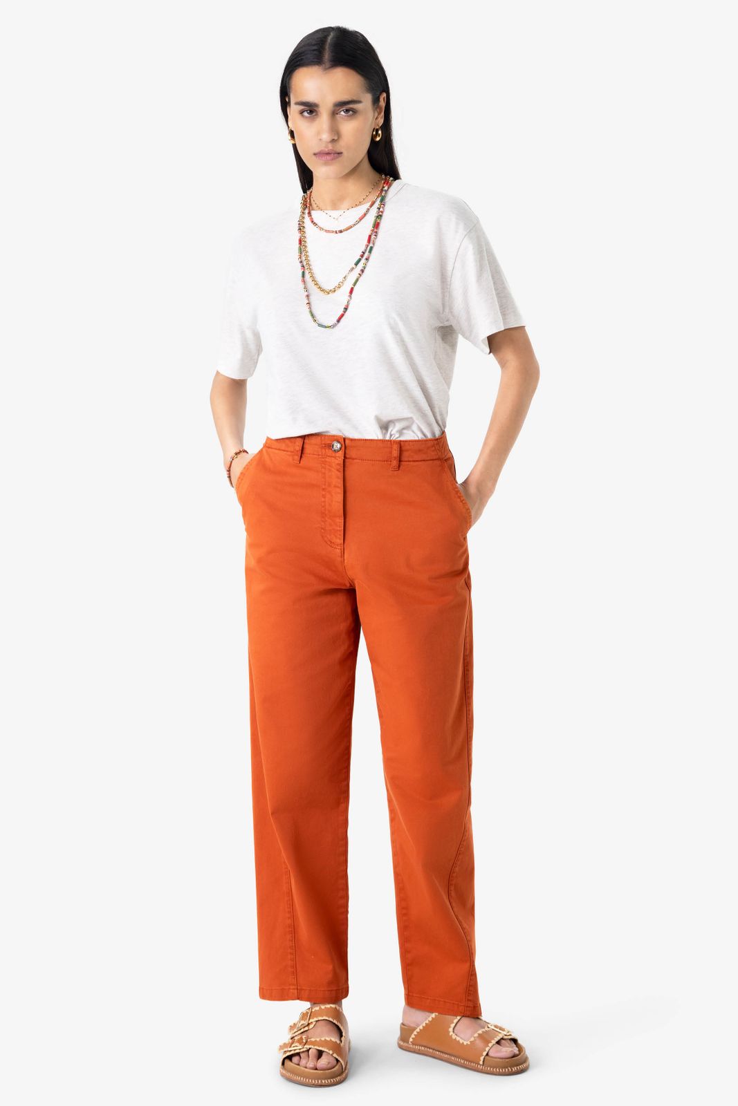 Donkeroranje tapered jeans