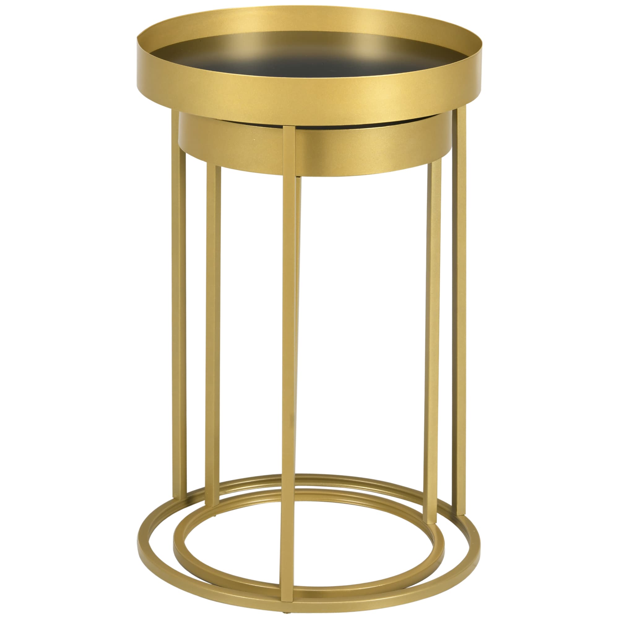 HOMCOM Couchtisch-Set mit erhöhtem Rand gold 39L x 39B x 63H cm