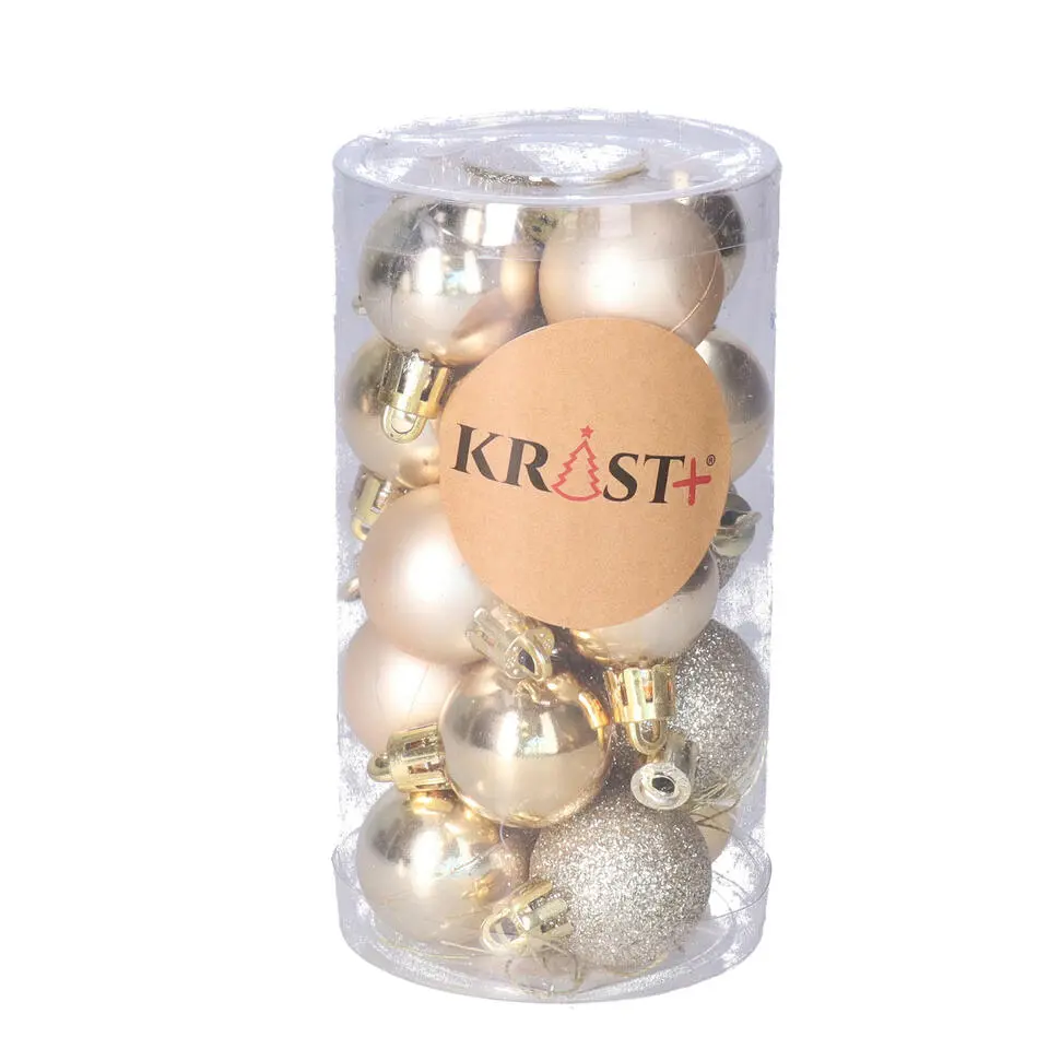 Krist  kleine kerstballen - 20x - champagne - 3 cm -kunststof
