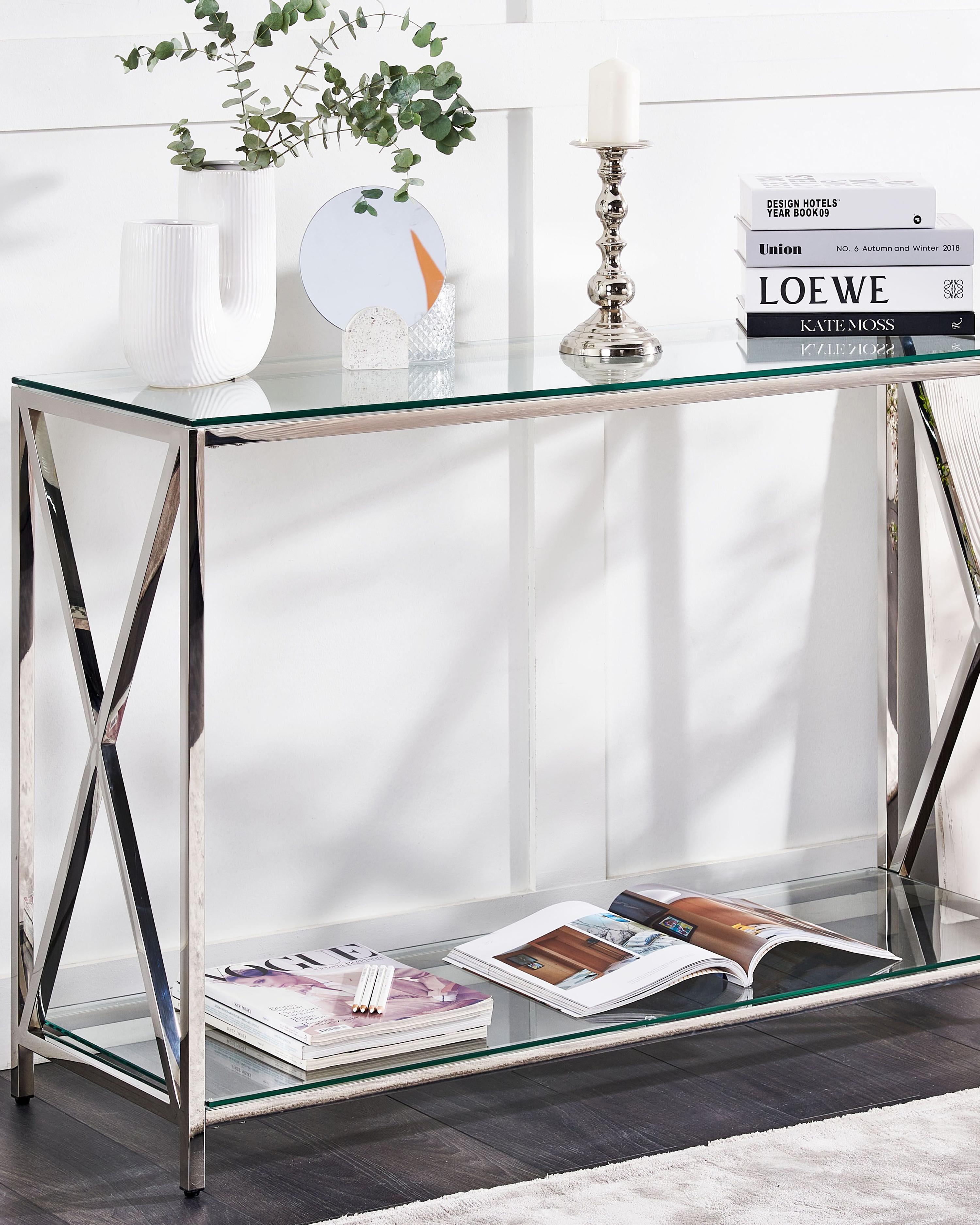 Sidetable AUDET Veiligheidsglas Zilver
