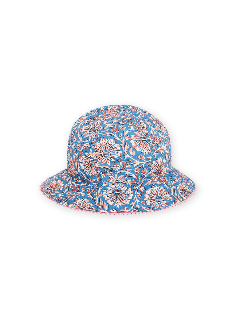 Chapeau bleu à imprimé fleuri bébé fille