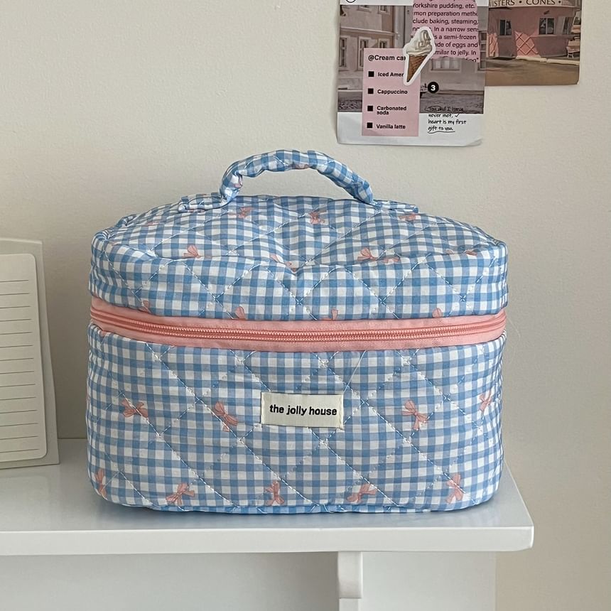 ZenlyHabit - Make-uptas / clutch / etui van geruite stof met strik