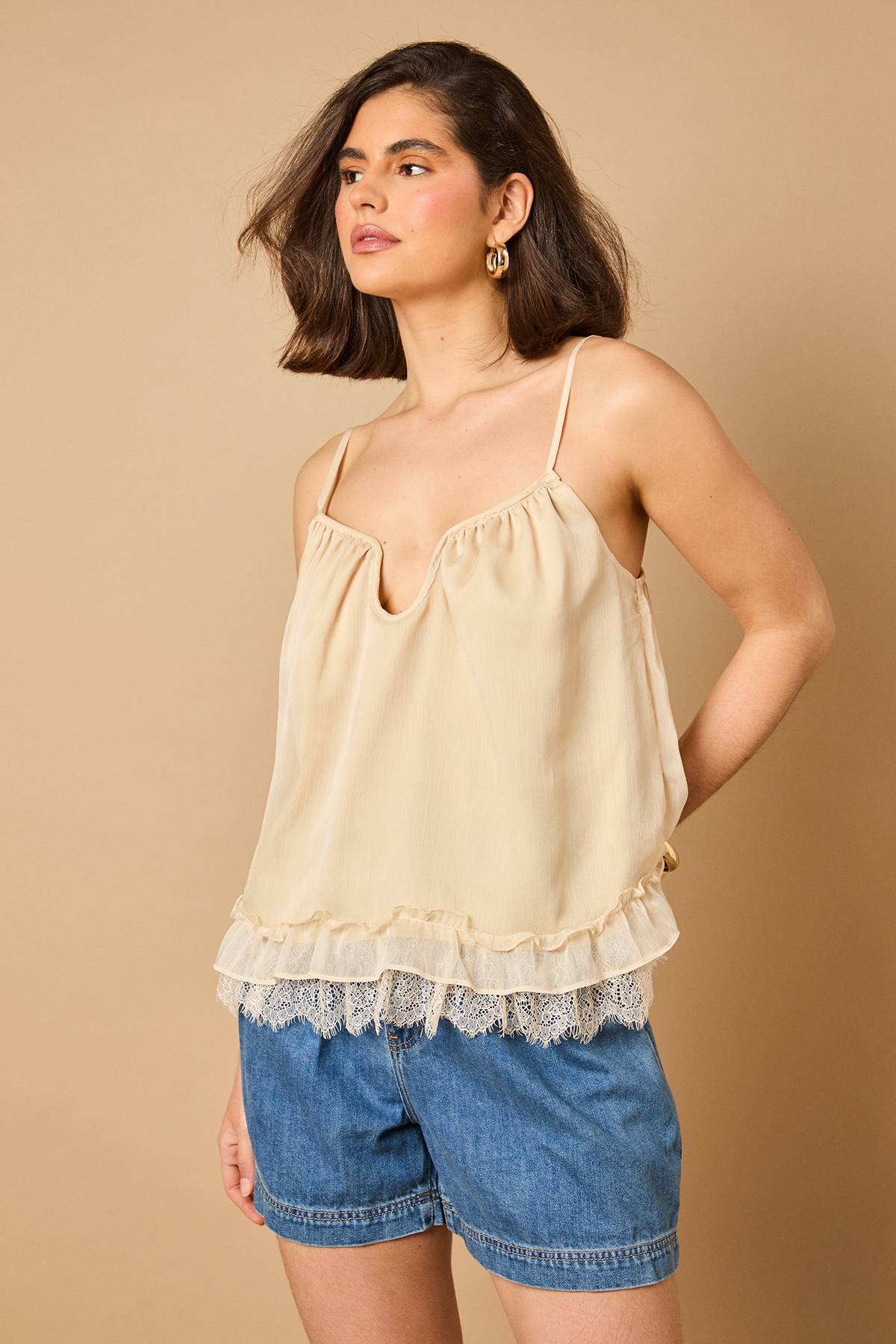 Oasis Caraco Babydoll à Détails en Dentelle
