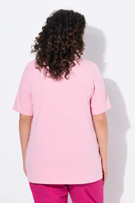 T-Shirt, A-Linie, Rundhalsausschnitt, Halbarm, rosa