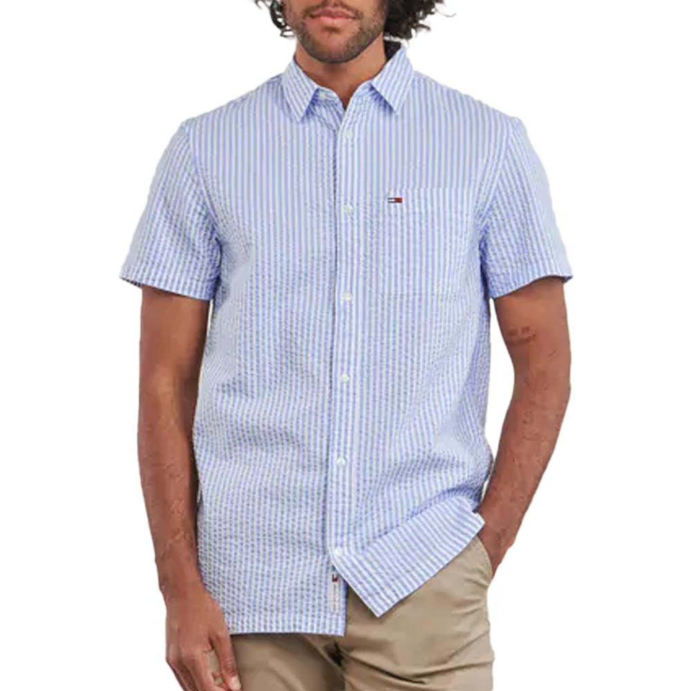 Tommy Hilfiger Chemisette Manches Courtes Blanc/Bleu Homme Tommy Hilfiger Reg Stripe Seers