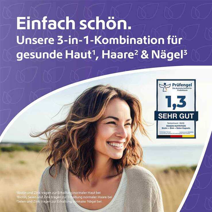 Biotin + Zink + Selen für Haut Haare & Nägel Kapseln, 120 St