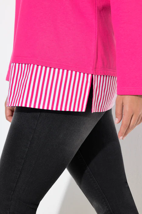 Sweater, Blusensaum, Rundhals, Langarm, pink