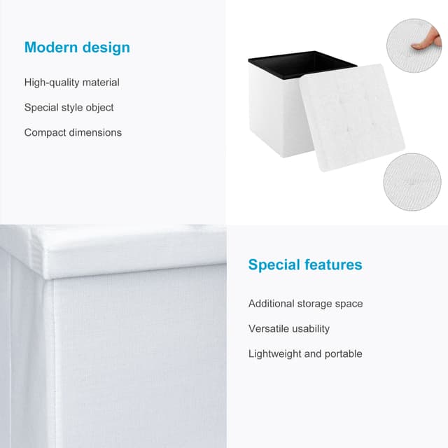 Foldbar Skammel 30x30x30 cm Taburet (hvid)