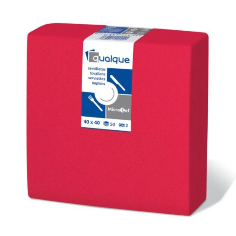QUALQUE - Serviette double point - 40x40 - Rouge - x1800