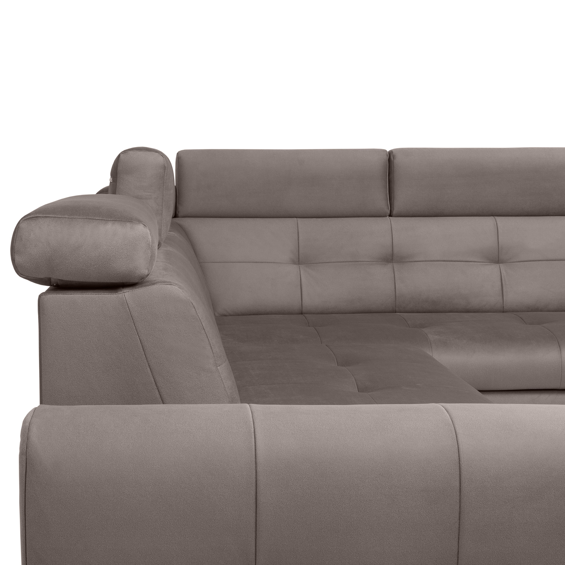 Ecksofa - grey - Velvet - Liegefunktion und Staukasten - Recamiere rechts