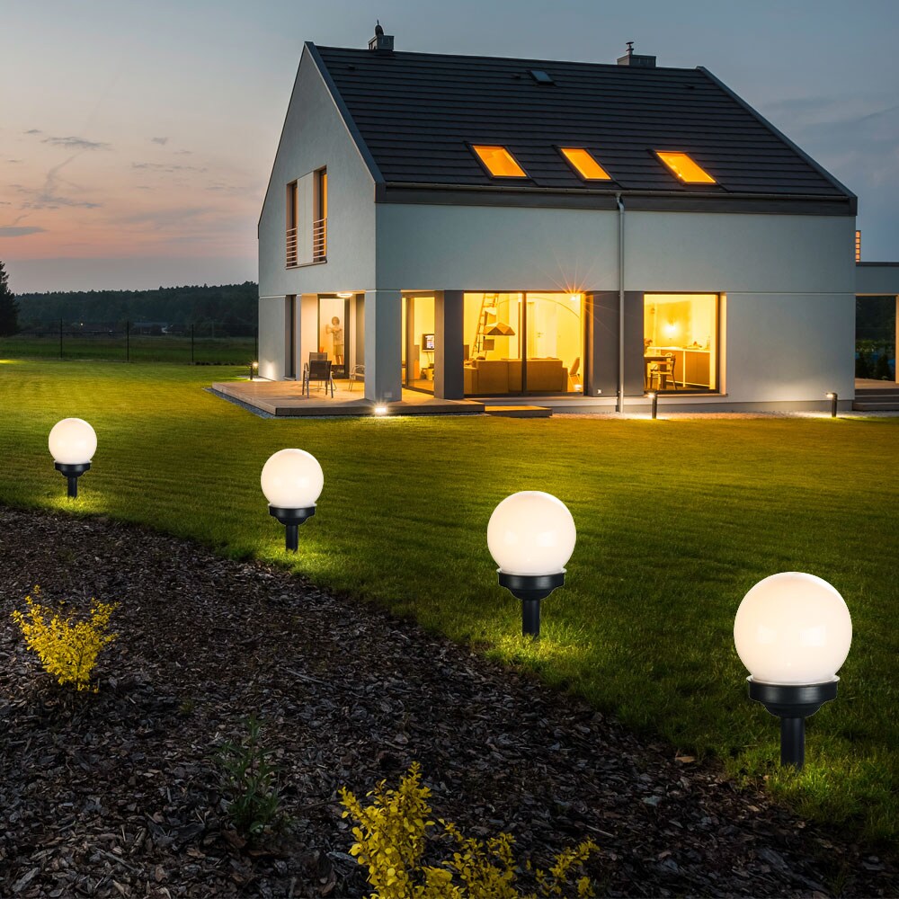 4x LED Solarkugel Stecklampen, weiß